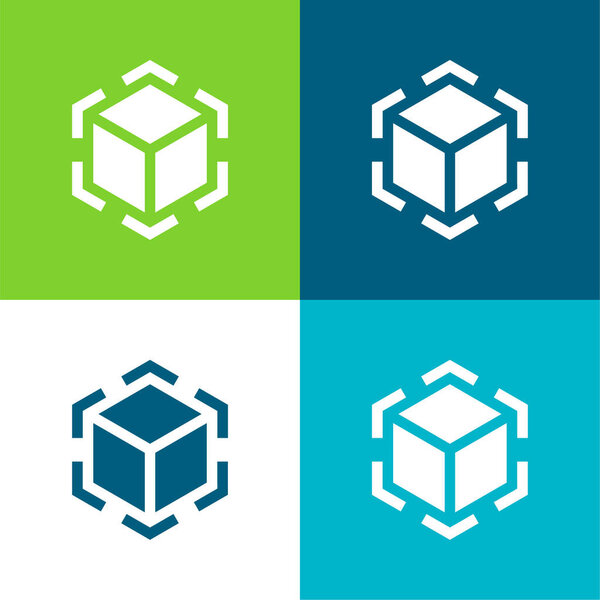 3d моделирование плоские четыре цвета минимальный набор значков