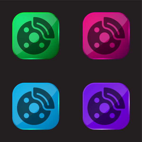 Break four color glass button icon