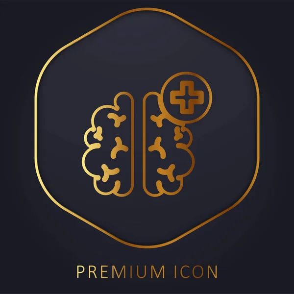 Logo Nebo Ikona Prémie Zlaté Čáry Mozku — Stockový vektor