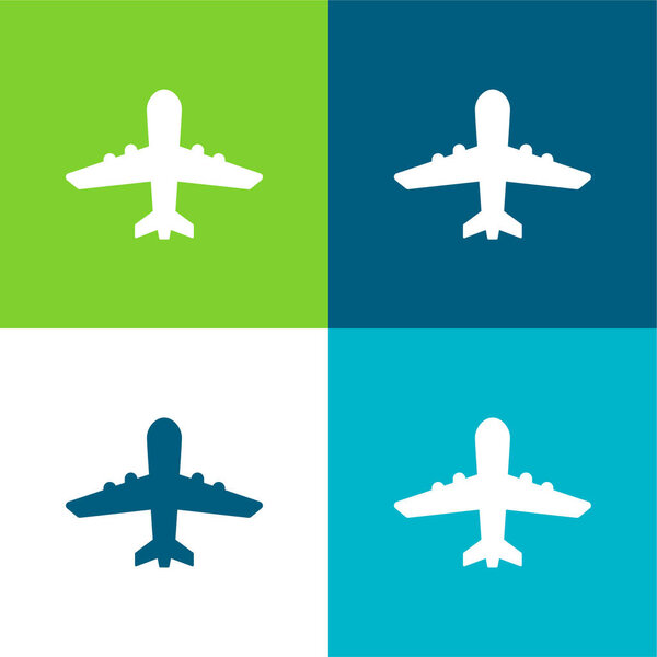 Airplane Upward Flat four color minimal icon set