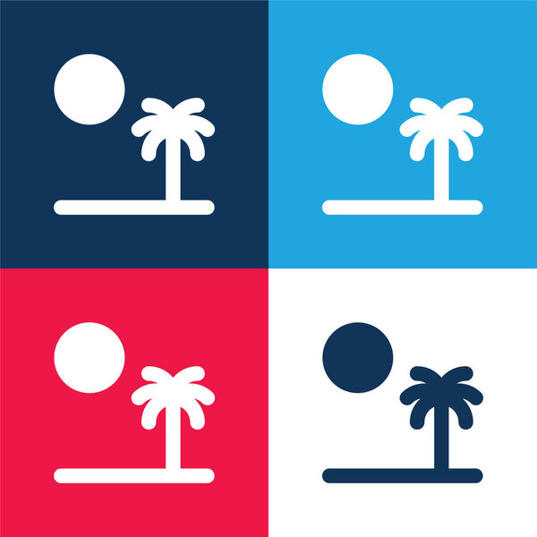 Пляжный синий и красный четыре цвета минимальный набор значков