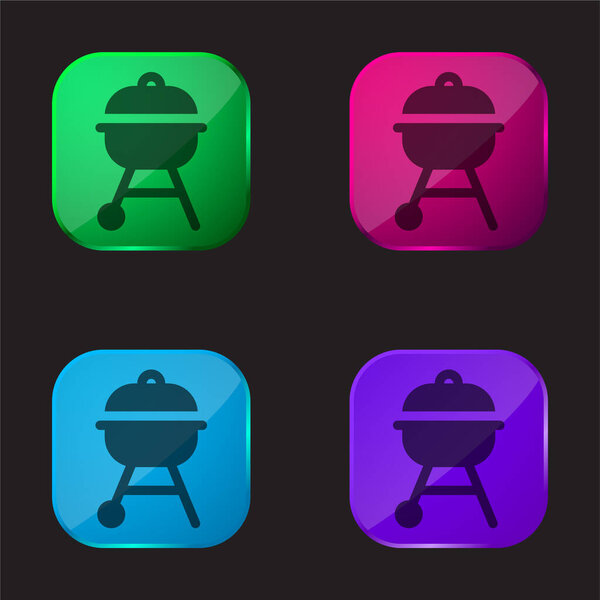 Bbq four color glass button icon