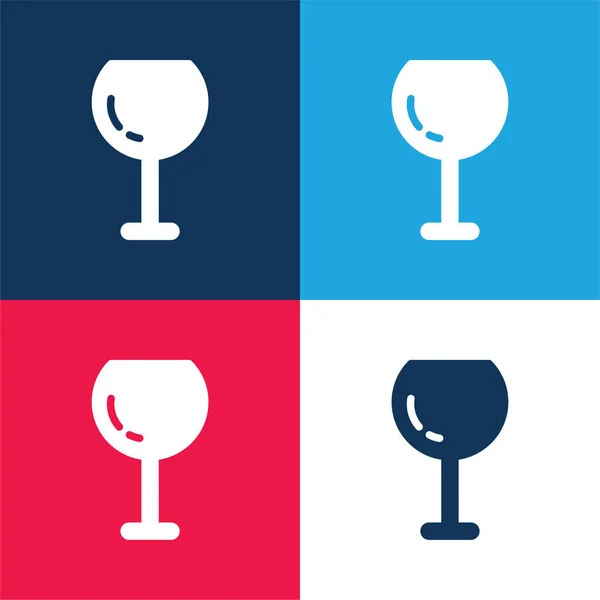 ビッグワイングラスブルーと赤の4色の最小アイコンセット — ストックベクタ