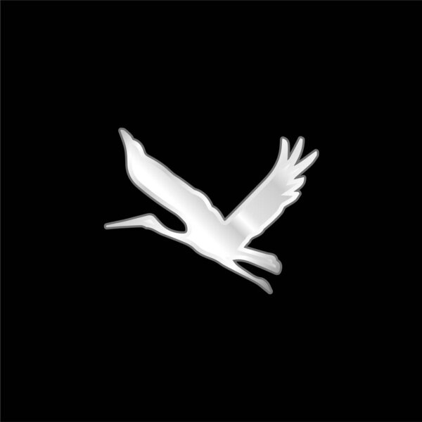 Bird Flying Shape silver plated metallic icon