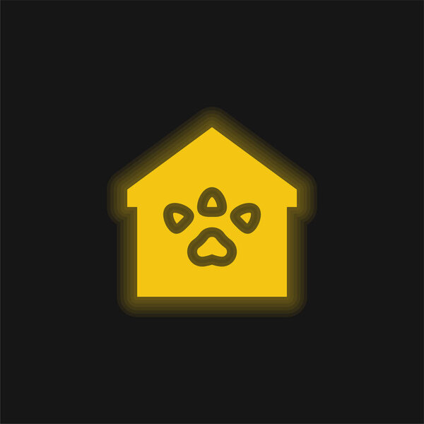 Animal Shelter yellow glowing neon icon