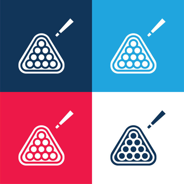 Billiard blue and red four color minimal icon set