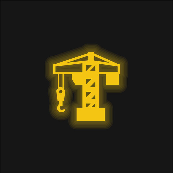 Architecture Crane Tool yellow glowing neon icon