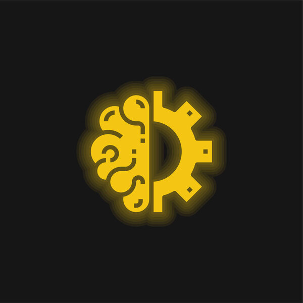 Желтый светящийся неоновый значок