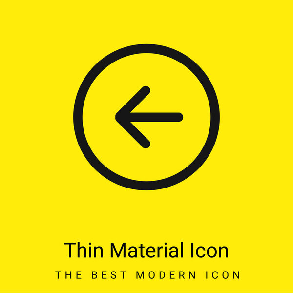Круговая кнопка со стрелкой влево Контур минимальный ярко-желтый значок материала