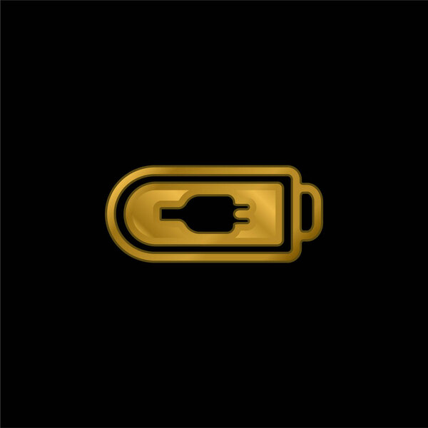Battery Empty Symbol gold plated metalic icon or logo vector
