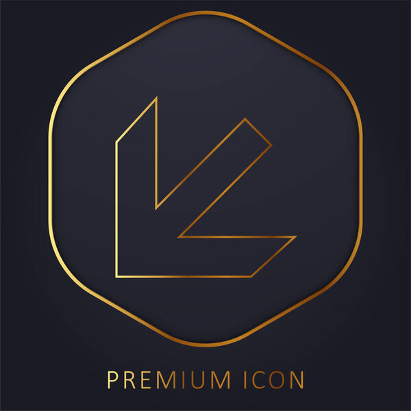 Arrow Pointing Down Left Direction golden line premium logo or icon