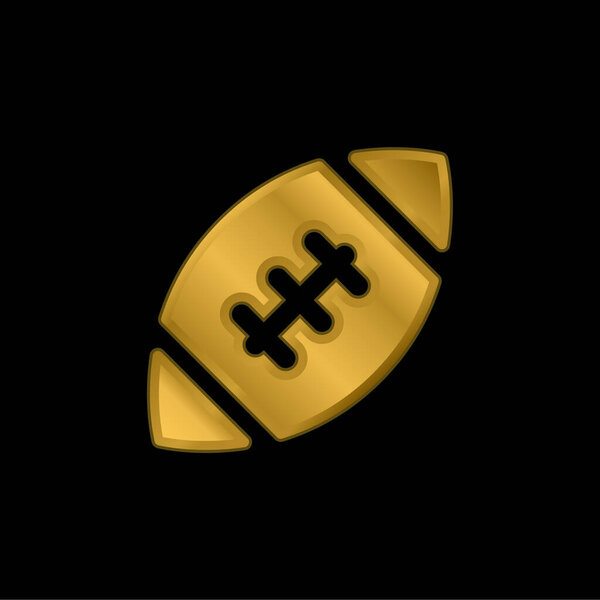 American Football Ball gold plated metalic icon or logo vector