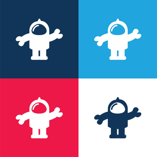 Astronaut Suit blue and red four color minimal icon set