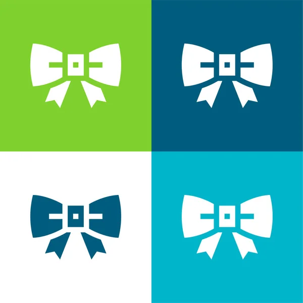 Bow Tie Flat Čtyři Barvy Minimální Ikona Nastavena — Stockový vektor