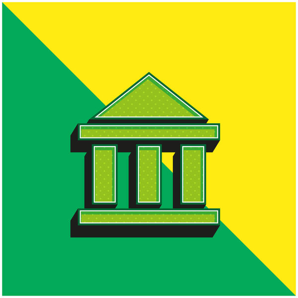 Bank Green and yellow modern 3d vector icon logo