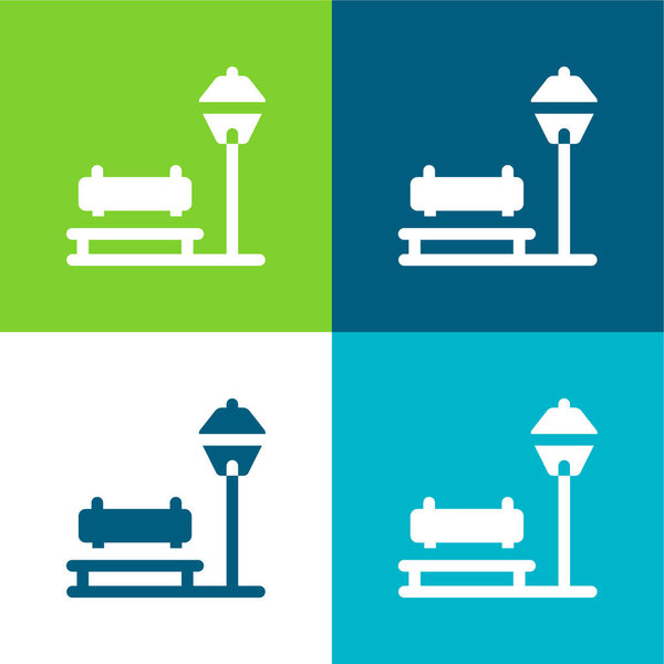 Bench Flat four color minimal icon set