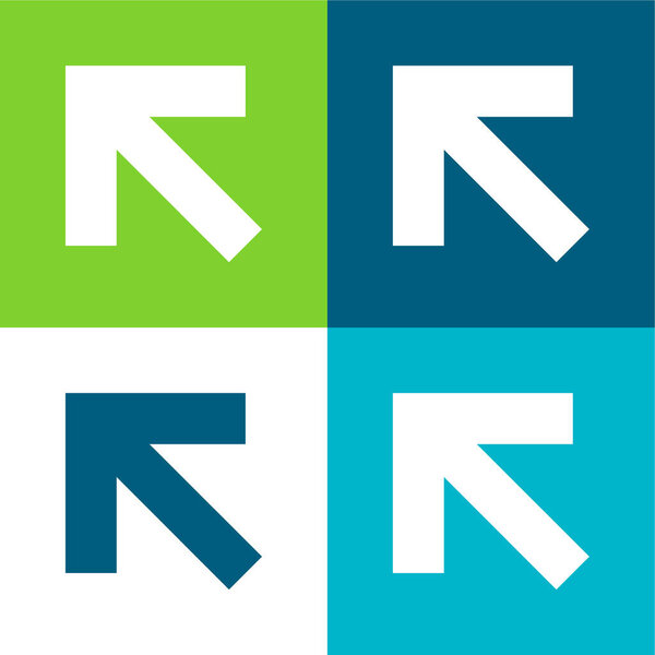 Стрелка, указывающая на левый угол Плоский четырехцветный минимальный набор значков