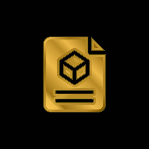 3d gold plated metalic icon or logo vector