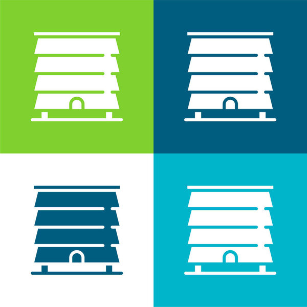 Пчелиный улей Плоский четырехцветный минимальный набор значков