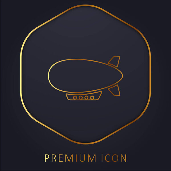 Airship Side View golden line premium logo or icon