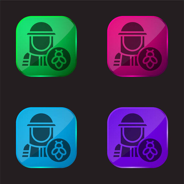 Beekeeper four color glass button icon