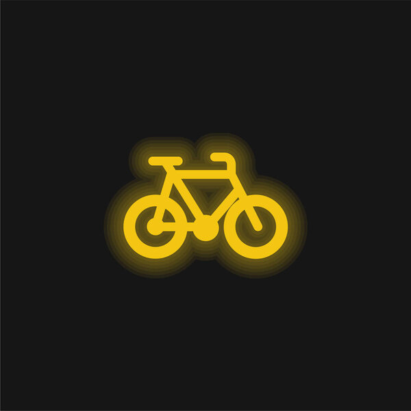Bike yellow glowing neon icon