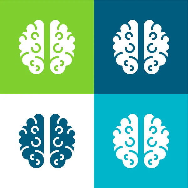 Brain Flat Four Color Minimal Icon Set — Stock Vector