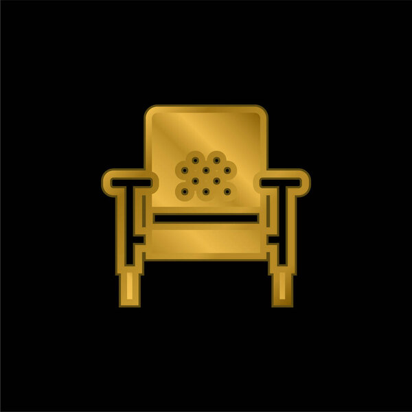 Armchair gold plated metalic icon or logo vector