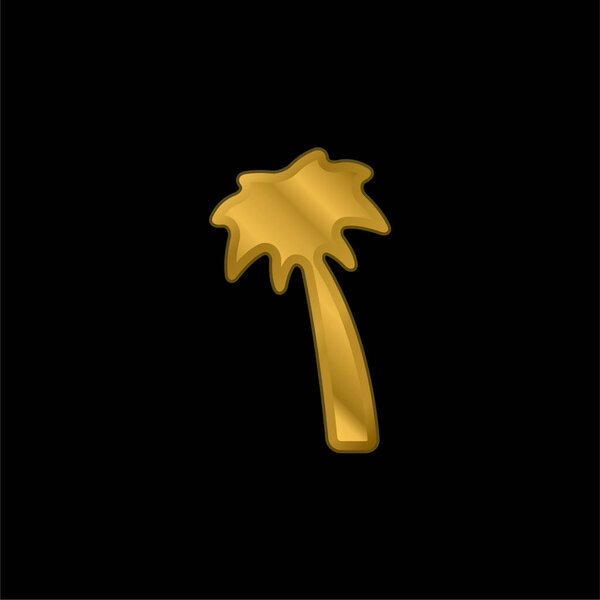 Black Palm Tree gold plated metalic icon or logo vector
