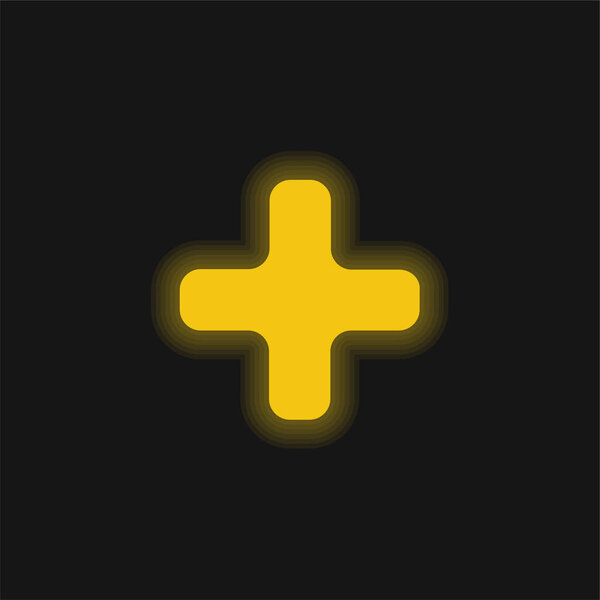 Чёрный плюс Знак жёлтого светящегося неона