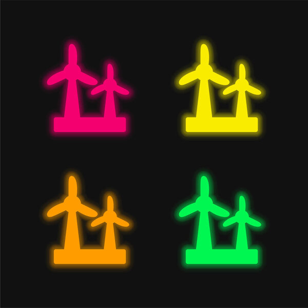 Air Turbine four color glowing neon vector icon