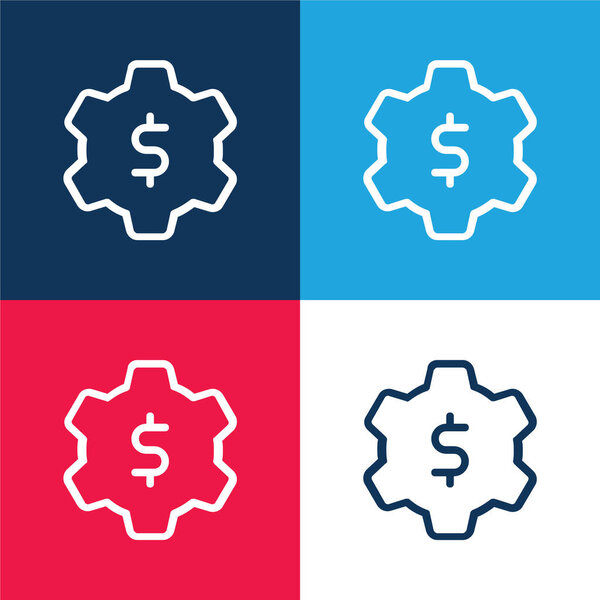 Application Settings blue and red four color minimal icon set