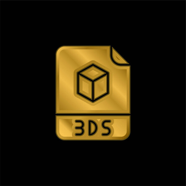 3ds gold plated metalic icon or logo vector
