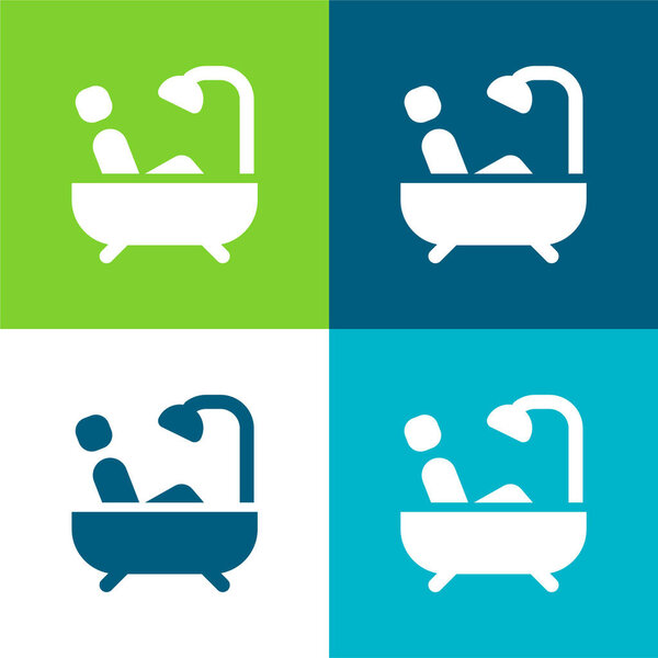 Ванна Плоский четырехцветный минимальный набор значков