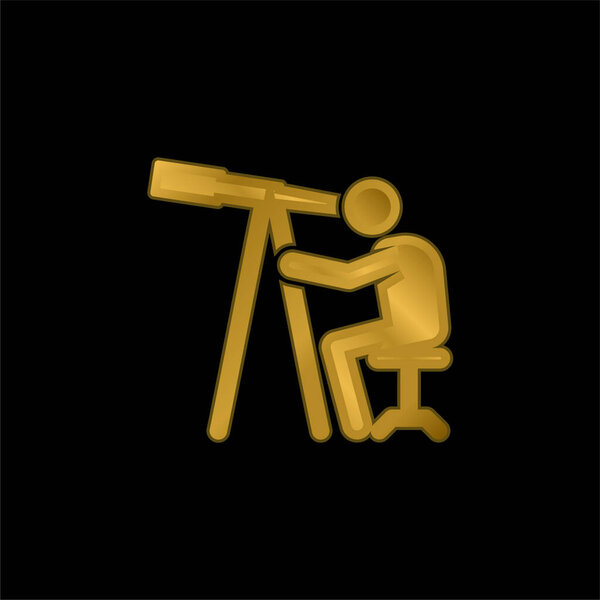 Astronomer gold plated metalic icon or logo vector