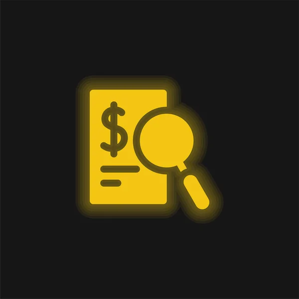 Audit Geel Gloeiend Neon Pictogram — Stockvector