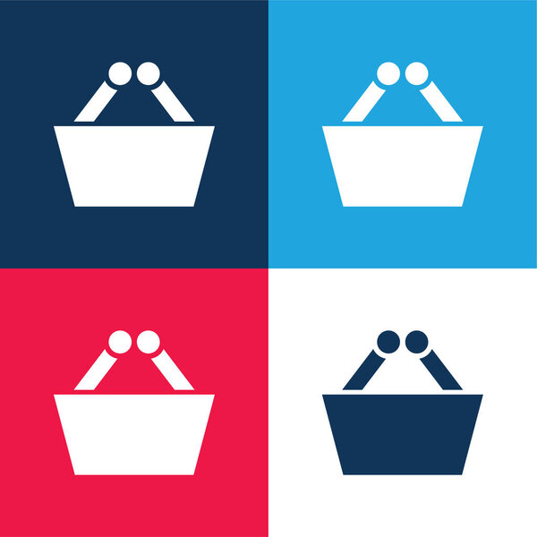 Корзина черной формы боковой вид синий и красный четыре цвета минимальный набор значков