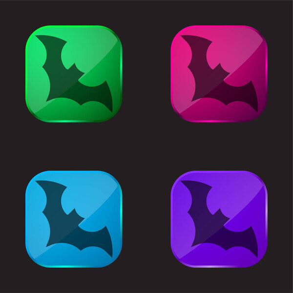 Bat four color glass button icon