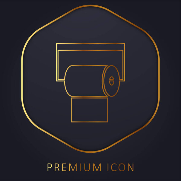 Bathroom Paper Roll golden line premium logo or icon