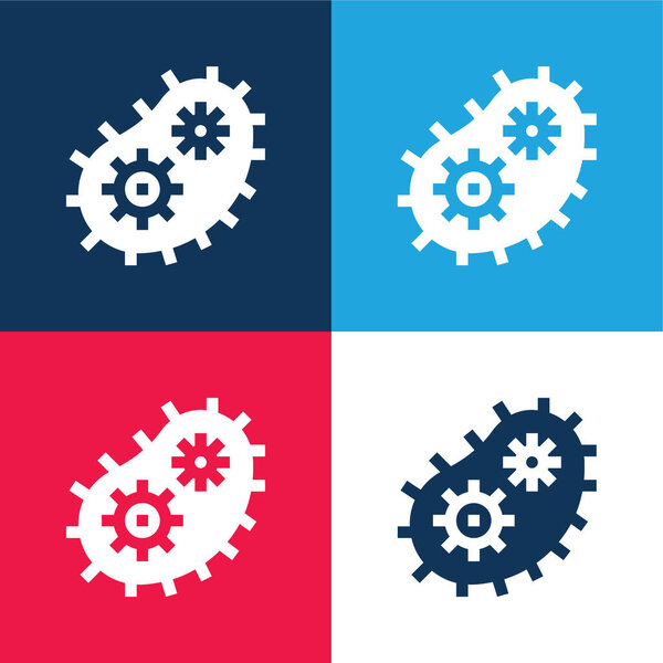 Bacteria blue and red four color minimal icon set
