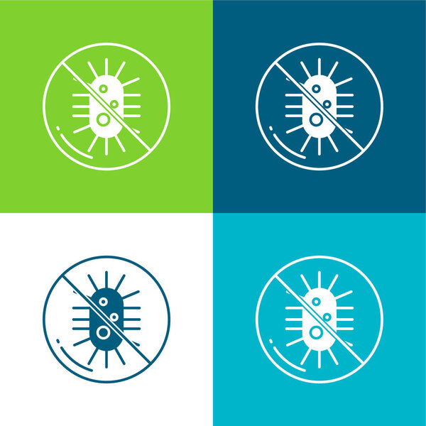 Bacteria Flat four color minimal icon set