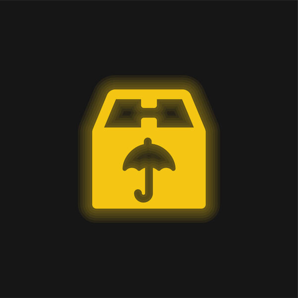 Box yellow glowing neon icon