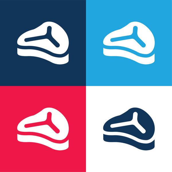 Big Steak blue and red four color minimal icon set