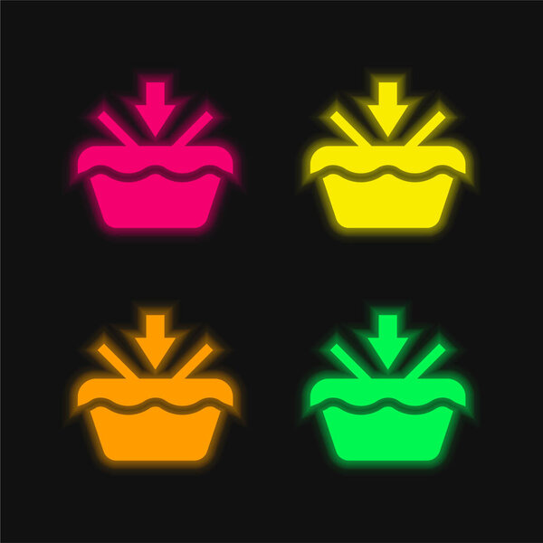 Add To Basket four color glowing neon vector icon