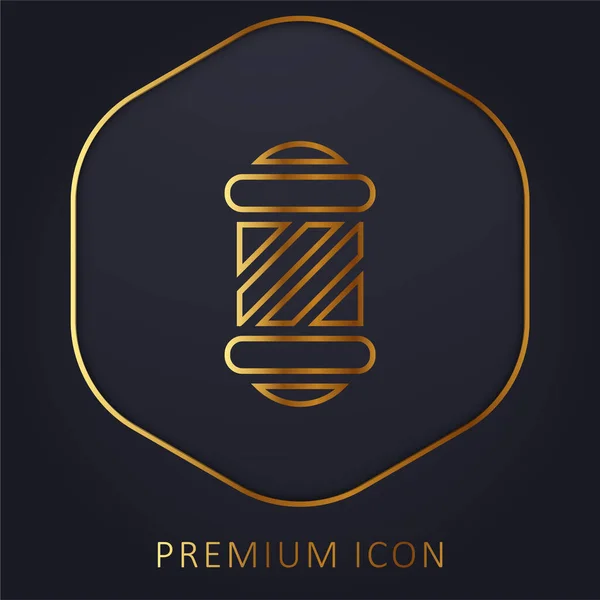 Barbería Línea Oro Logotipo Premium Icono — Vector de stock