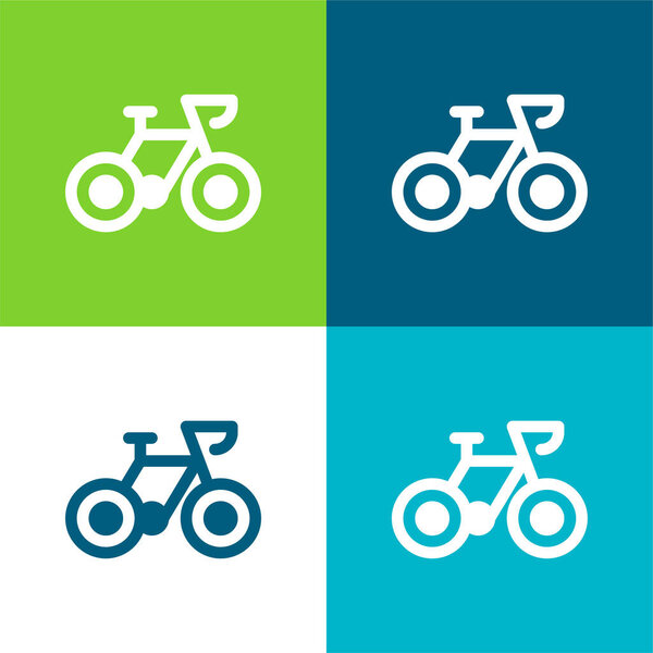 Bicycle Flat four color minimal icon set