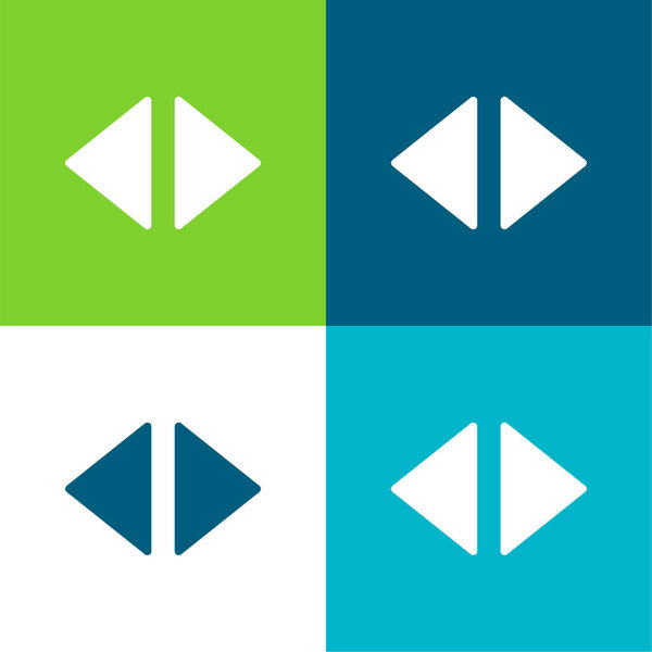 Arrows Right And Left Filled Triangles Flat four color minimal icon set