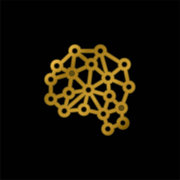 Позолоченная металлическая икона искусственного интеллекта или вектор логотипа