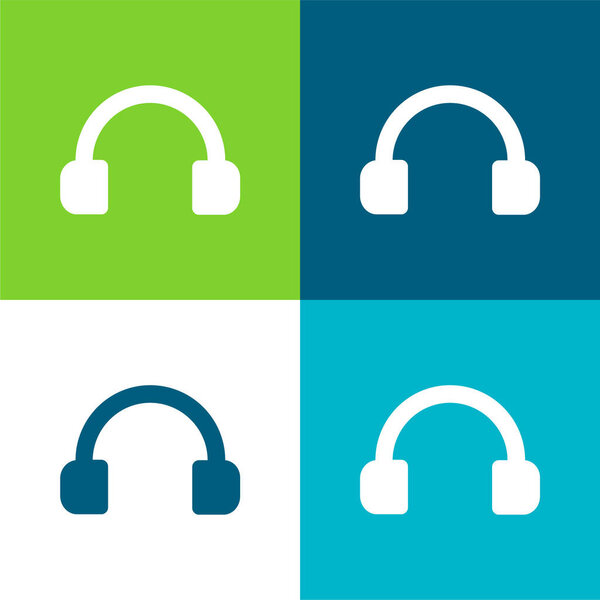 Audio Headset Tool Flat four color minimal icon set