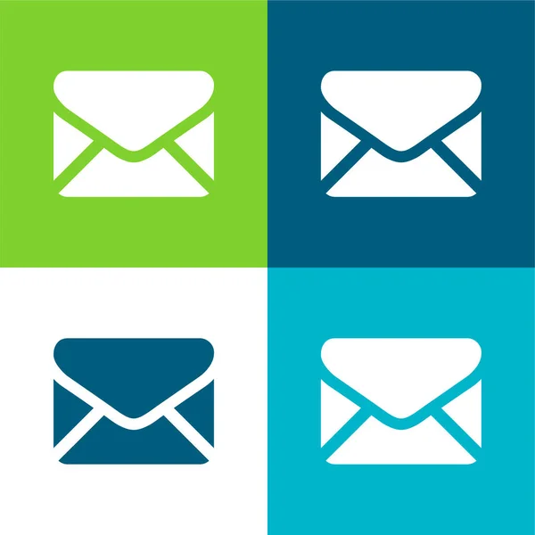 Siyah Sırt Kapalı Zarf Şekli Düz 4 renk simgesi seti